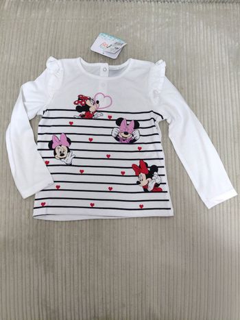 T-shirt marinière manches longues Disney Minnie taille 36 mois
