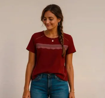 🍷 Blouse bordeaux manches courtes – Style bohème chic – Parfaite pour la saison automnale