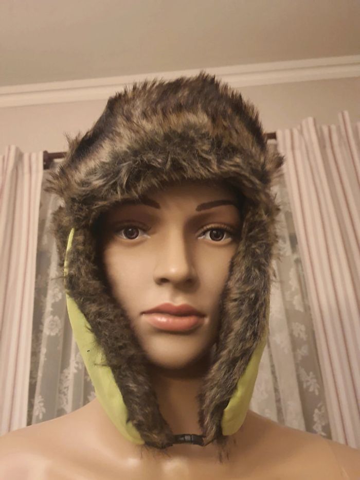 Chapeau Aviateur vert fausse fourrure Cairn