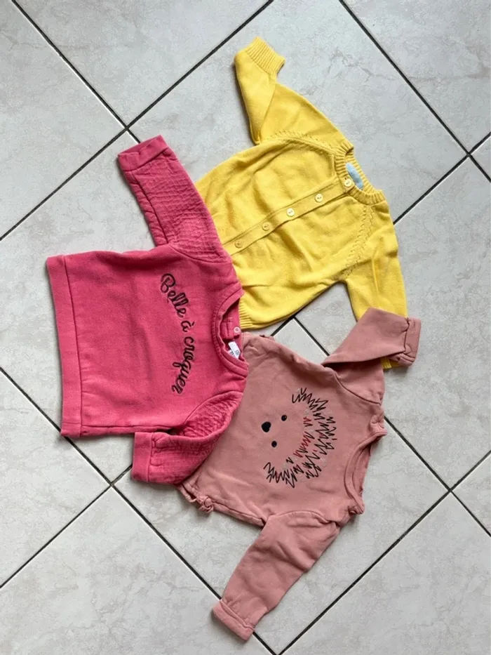 Lot de 3 vêtements longues manches - 6 mois - automne 🍂