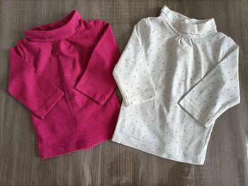 Lot de 2 T Shirt manches longues col roulé Kitchoun 1 mois