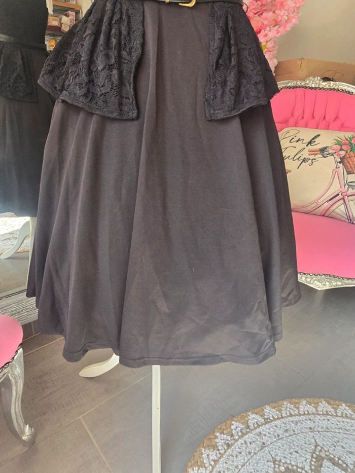 Robe pin-up rockhabily rétro vintage noir belle poque + ceinture taille S - photo numéro 3