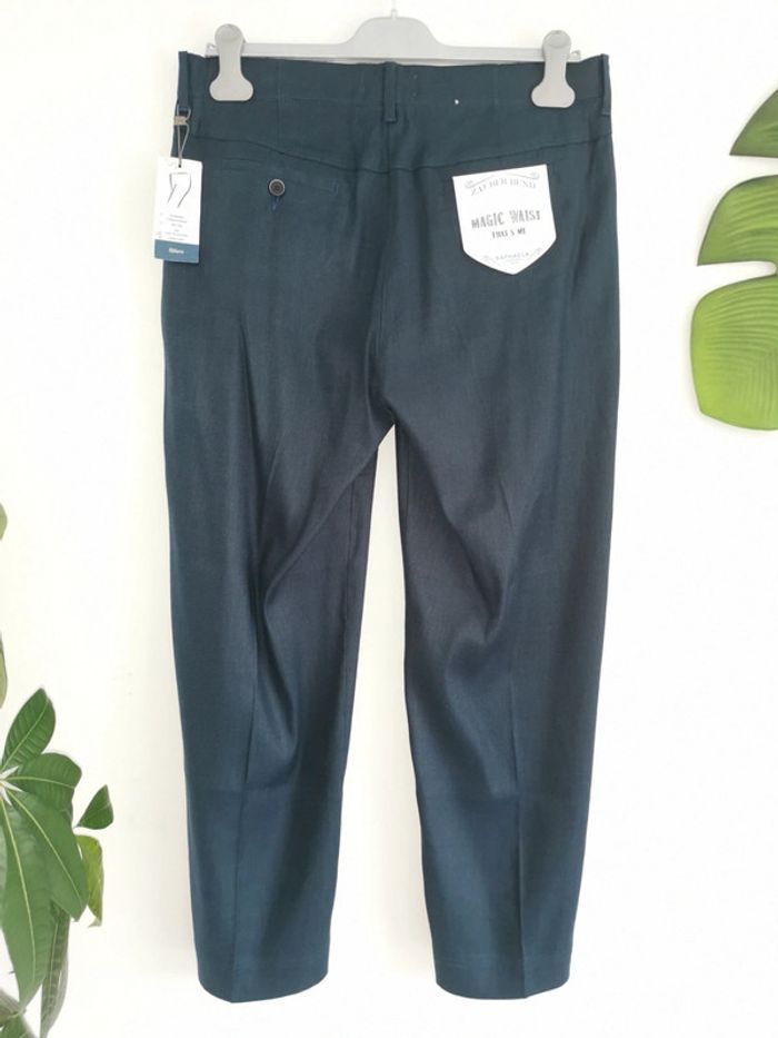 Pantalon slim bleu marine en lin Raphaela By Brax Taille 42 - photo numéro 5