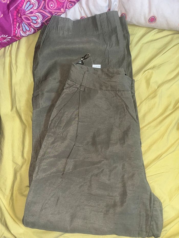 Pantalon large vert kaki Zara - photo numéro 6