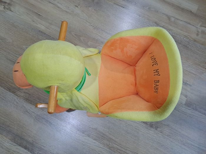 Canard à bascule en bois et velours - photo numéro 2