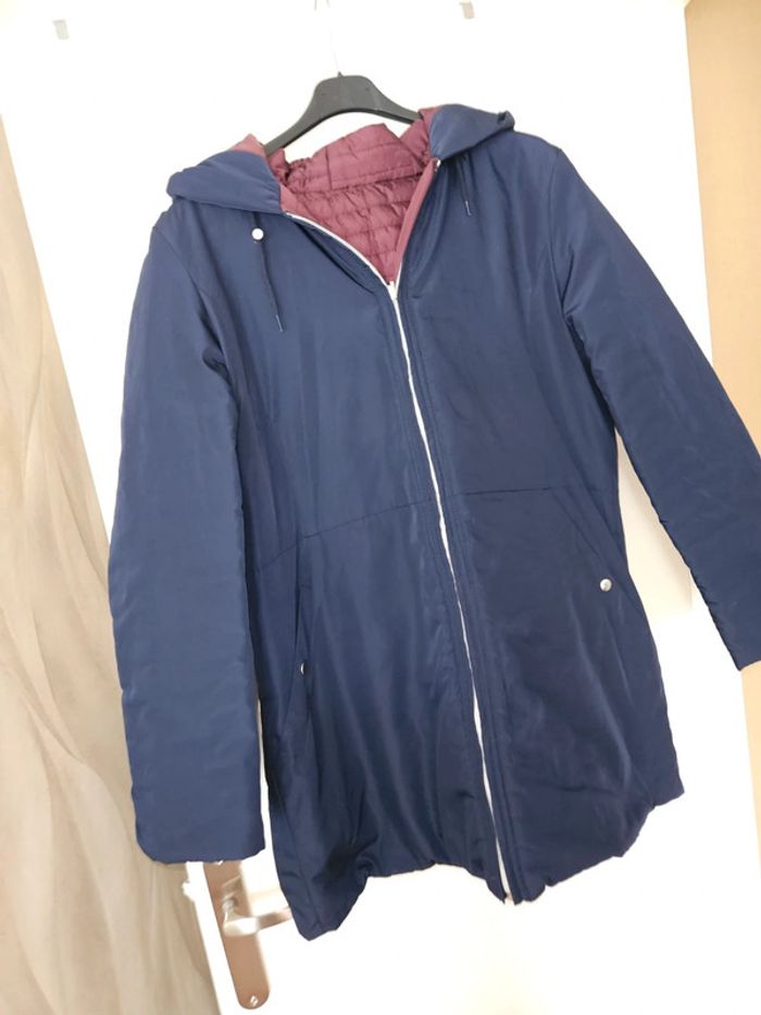 Manteau doudoune réversible bordeaux bleu marine - photo numéro 4