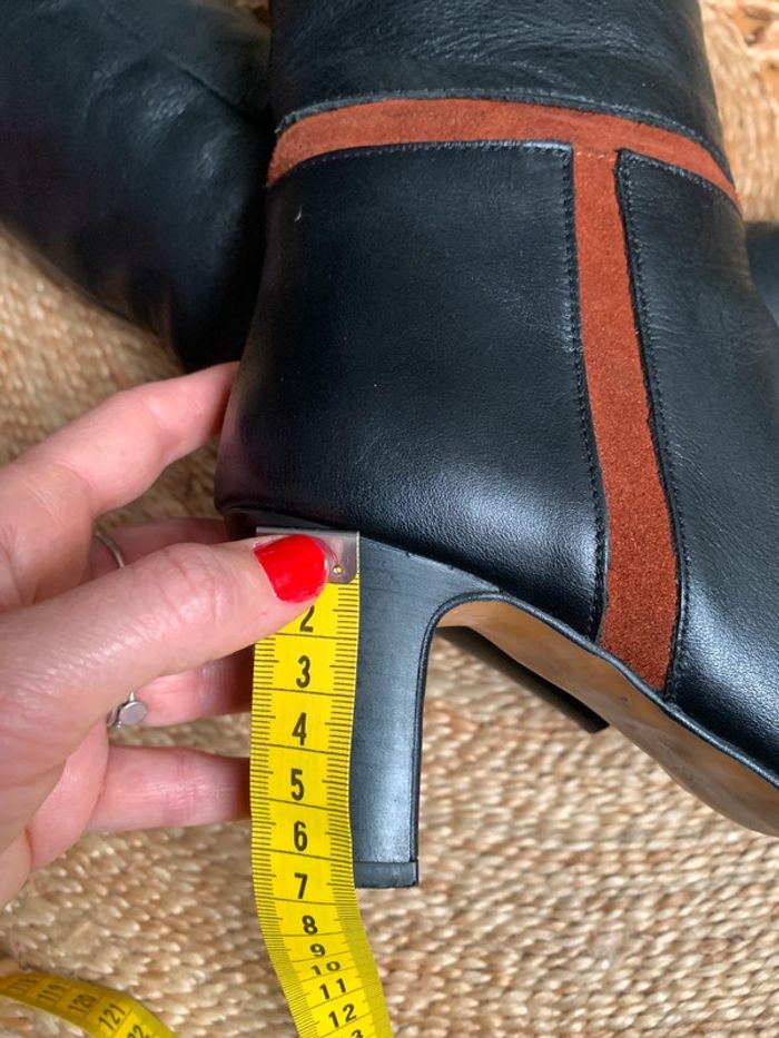 Superbe botte en cuir véritable noir Vintage | Pointure 38 - photo numéro 11