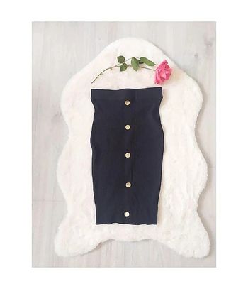 Jupe crayon droite moulante taille haute en maille côtelée