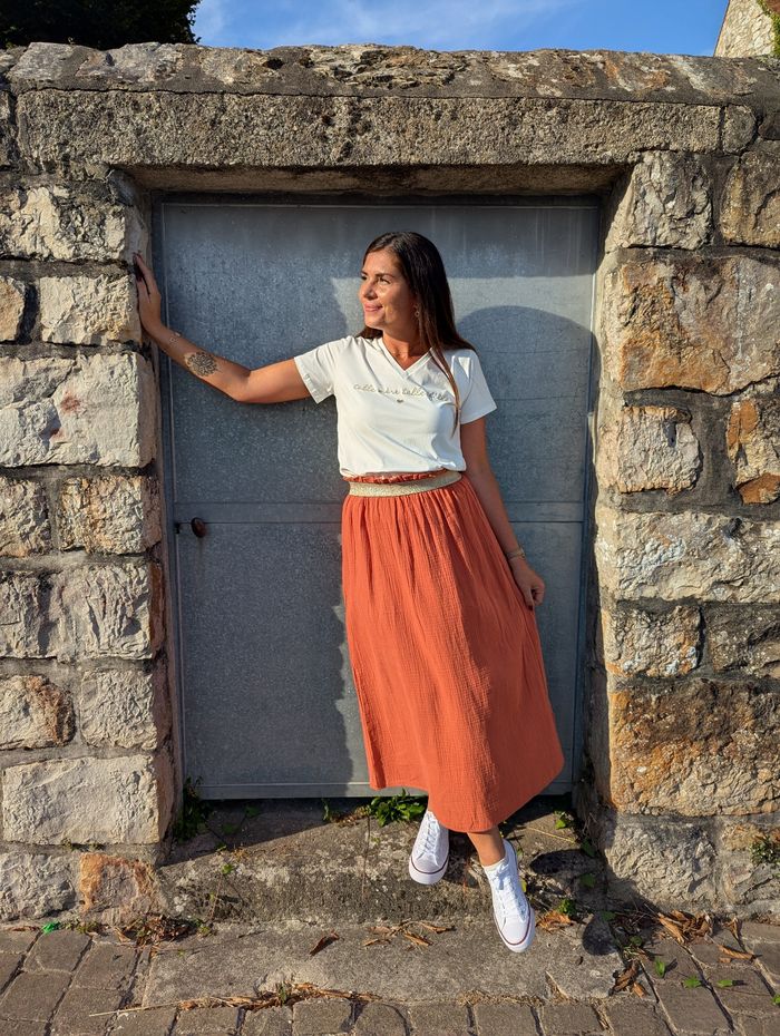 Jupe longue Chartres terracotta gaze de coton
Taille L - photo numéro 2