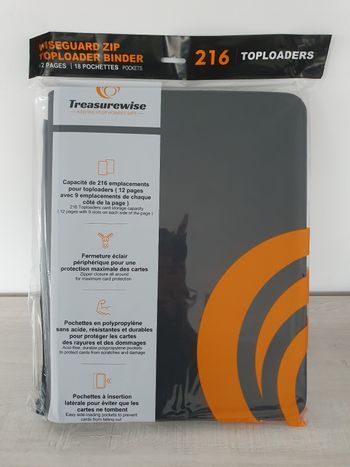 Portfolio TreasureWise Zip Binder 216 Toploaders Noir 