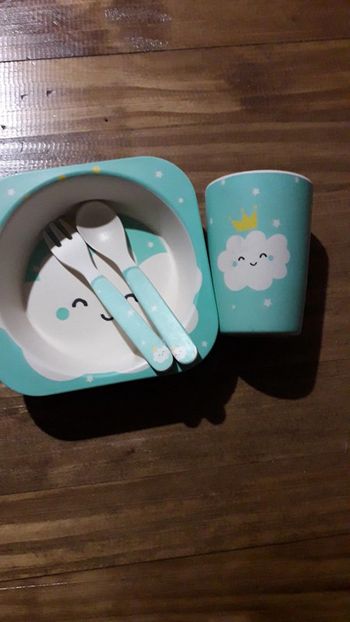 Ensemble repas bébé motif nuage