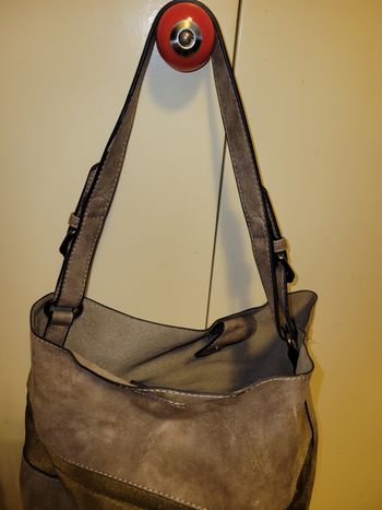 Sac bandoulière taupe et bronze brillant 