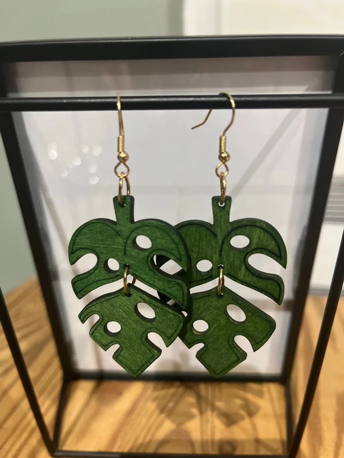 Lot de boucles d’oreilles en bois - photo numéro 3