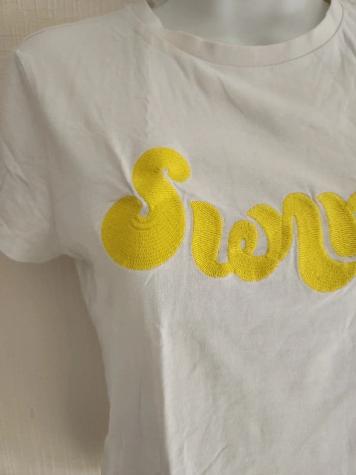 Tee-shirt blanc manches courtes Sunny jaune H&M S - photo numéro 6