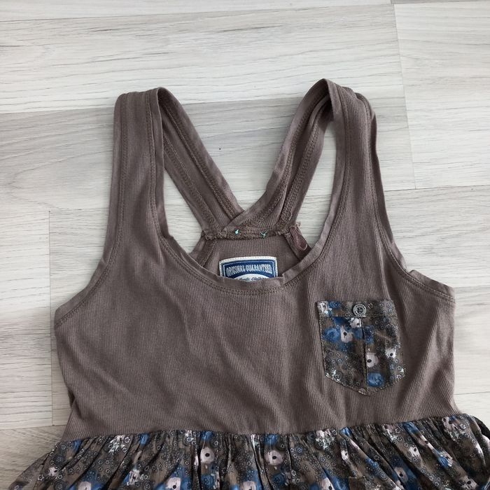 Robe à bretelles marron imprimée à fleurs jupe évasée Creeks taille 38 - photo numéro 2