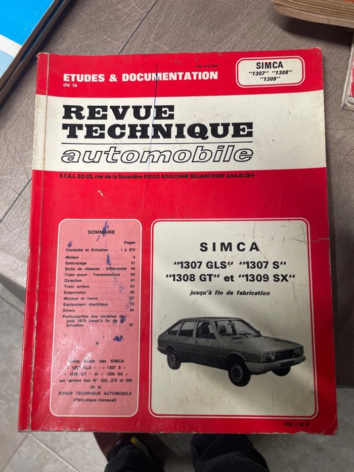 Revue technique simca Talbot 1307 1308