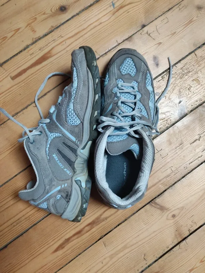 Chaussures de randonnée/balade Quechua grises et bleues Arpenaz Flex Lady taille 41 - photo numéro 2