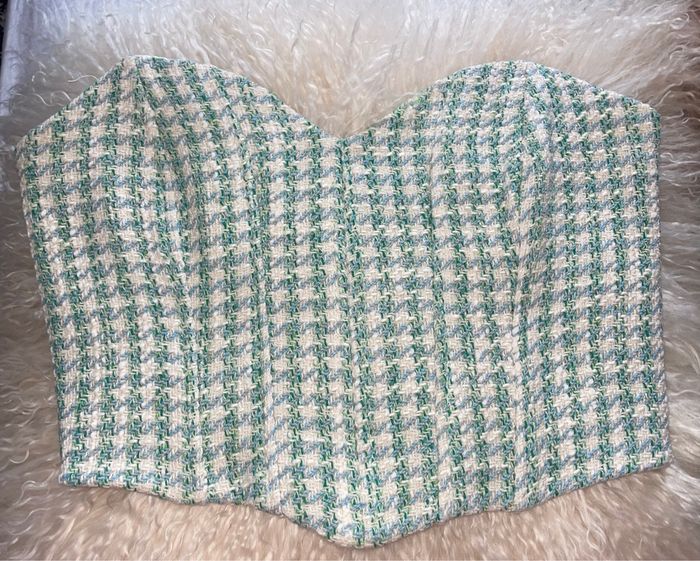 Top Zara vert et blanc XS