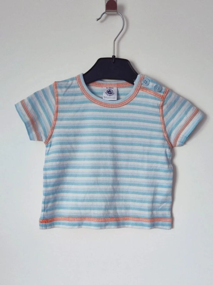 Tee-shirt rayé bleu blanc / Petit Bateau - 3 mois / 60cm