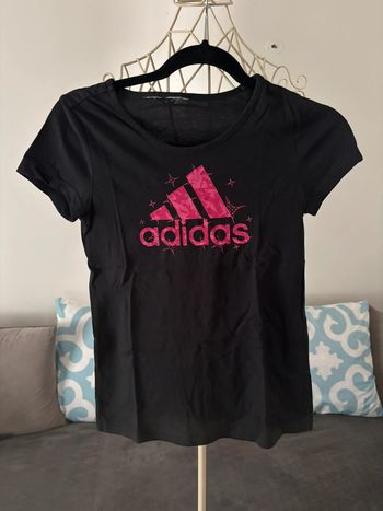 Tee-shirt Adidas fille 9/10 ans - noir et rose fuchsia