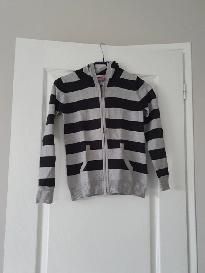 Veste zippée à capuche rayée 10/12 ans LC6 - photo numéro 2