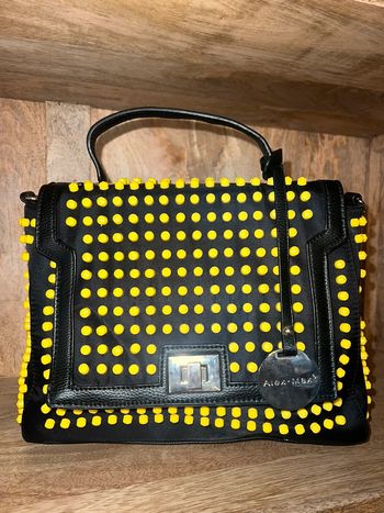 Sac à main noir avec tirette - point jaune - rectangle - Alex&max