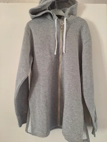 Long sweat à capuche zippé gris H&M S