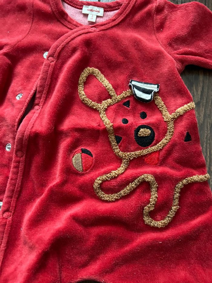 Pyjama Catimini rouge T. 3 mois - photo numéro 2