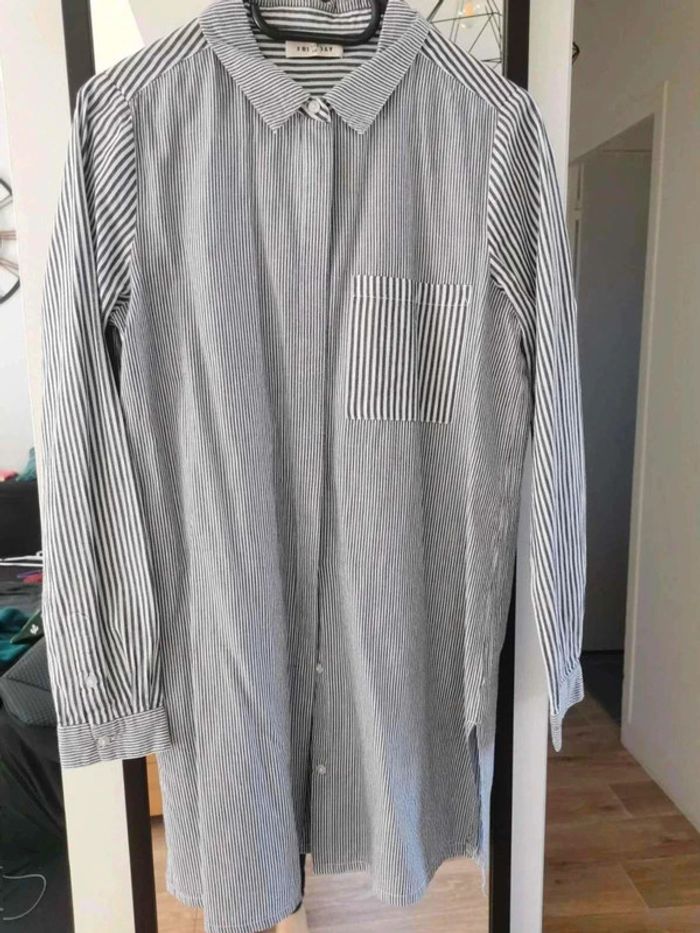 Chemise  mi  longue rayée 36