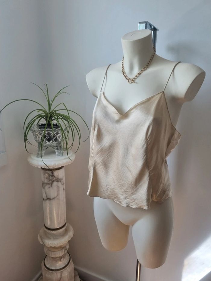 Top 100 % soie doré vintage