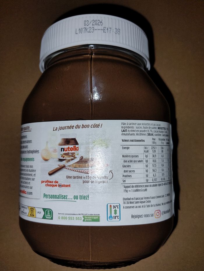 Nutella 2 x 825g (date de consommation Mars et Mai 2026) - photo numéro 2