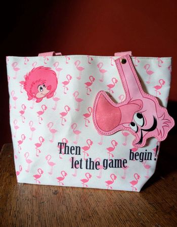 Sac tissu Alice flamant rose et hérisson