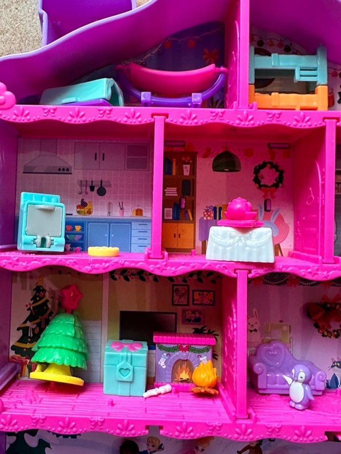 Maison Polly Pocket avec 2 figurines et accessoires en parfait état - photo numéro 7