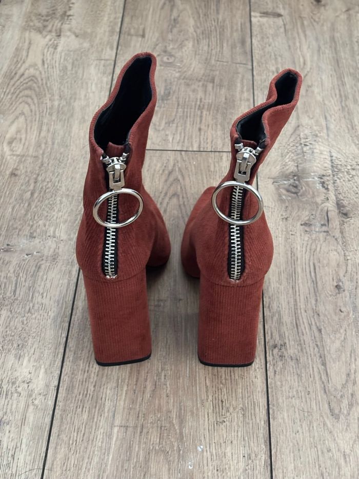 🍁 Bottines Lola Skye – Velours Côtelé Bordeaux – T.39 - photo numéro 4