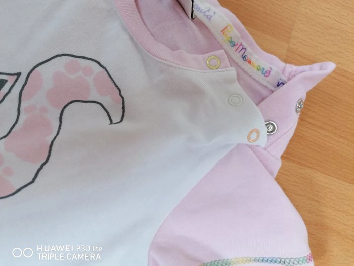 T-shirt blanc et rose 9 mois - photo numéro 5