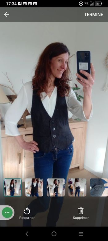 Gilet de costume dos nu à fines rayures 46 Style Dandy- chic c75