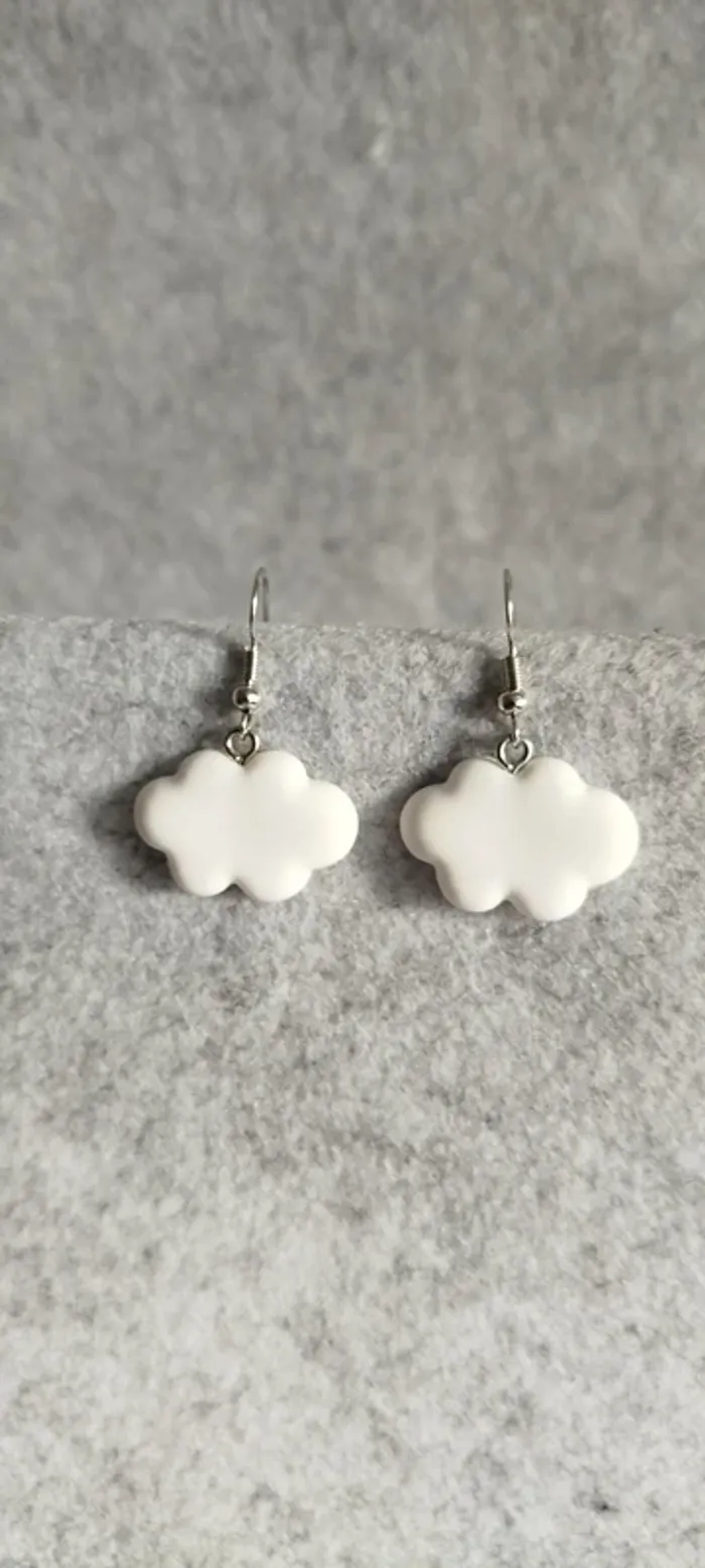 🍄 Boucles d’oreilles ▪ nuage blanc fantaisie