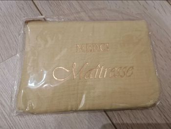 Pochette trousse en gaze de coton vert clair merci maîtresse cadeau de fin d'année