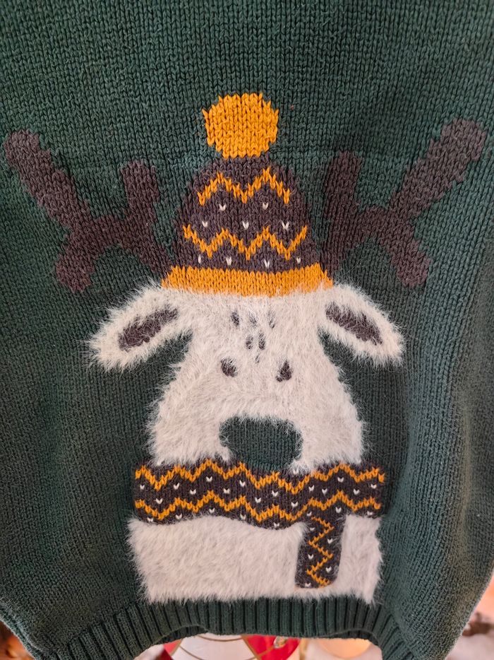 Pull de Noël Hiver Gémo chien bonnet jaune 24 mois - photo numéro 2