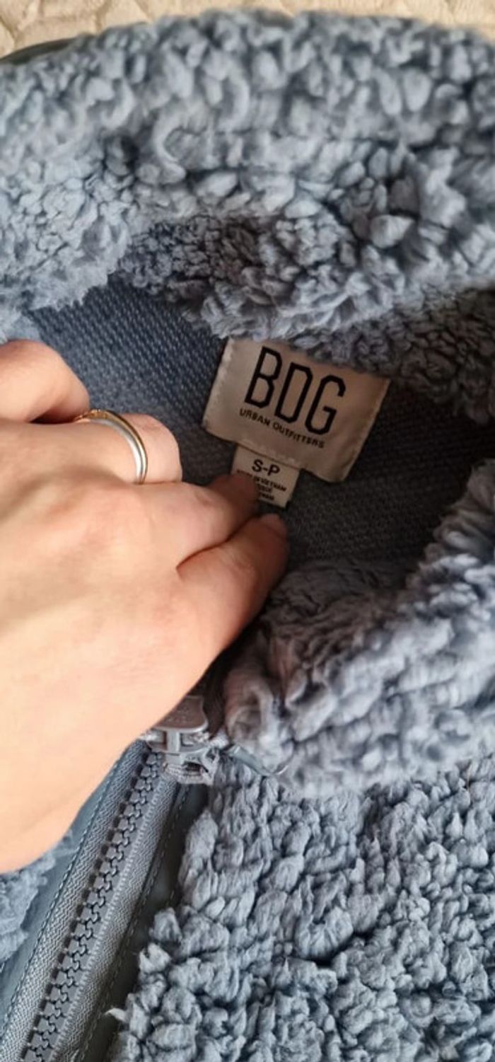 Veste sherpa BDG Urban Outfitters coupe loose femme bleue taille S - photo numéro 6