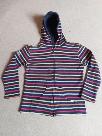 Véritable gilet Breton marinière à capuche 12 ans fille  - Mousaillon