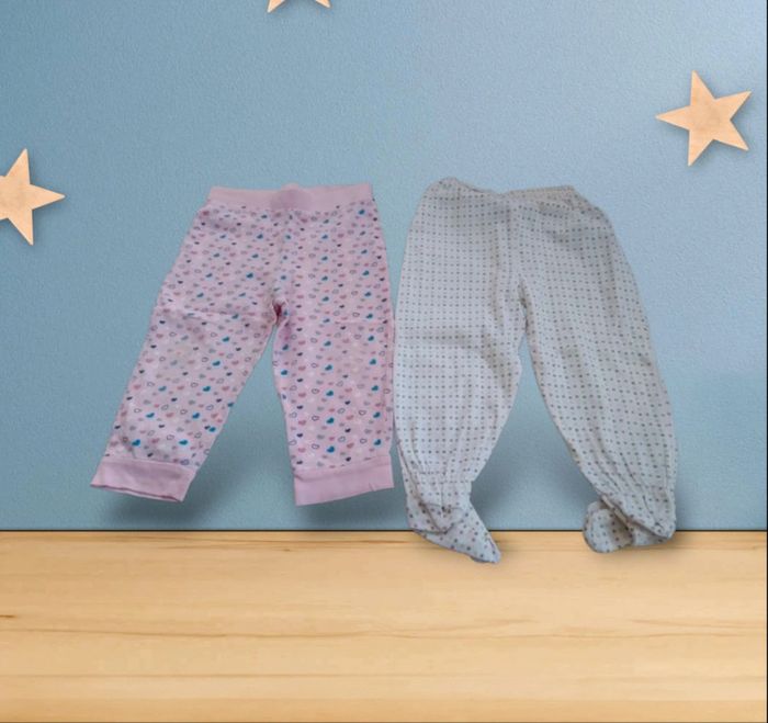 Lot de 2 bas de pyjamas fille 18 mois et 24 mois - photo numéro 2