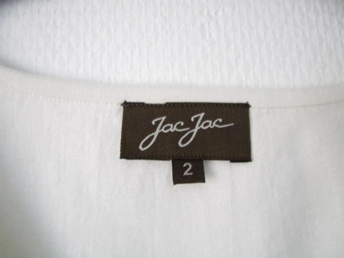 T-shirt blanc motifs chocolat/kaki Jac Jac 38 NEUF - photo numéro 10