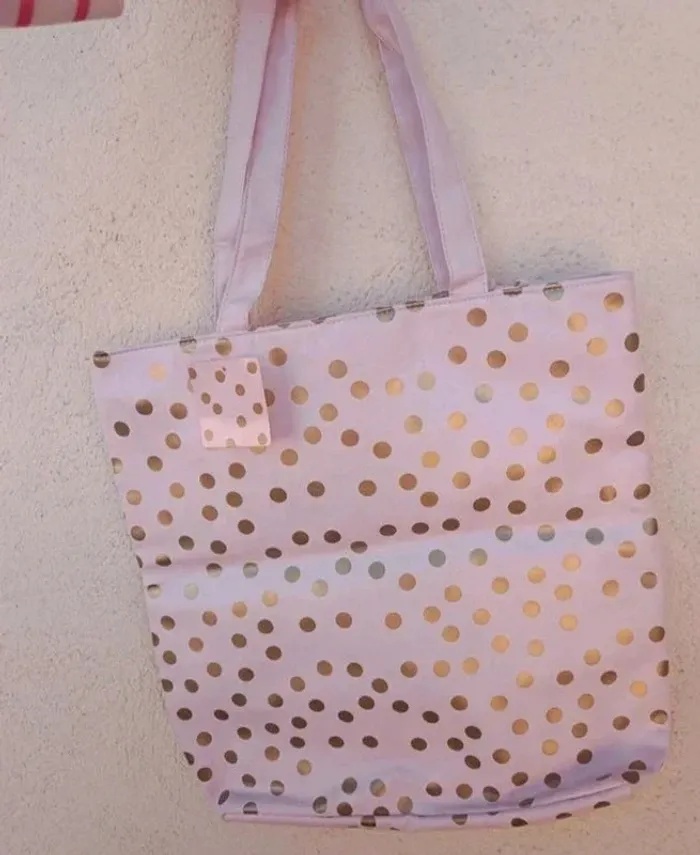 Sac rose à pois doré fourre tout