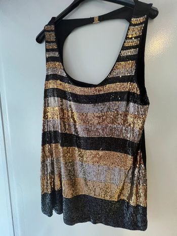 Blouse de soirée pailletée noire XL