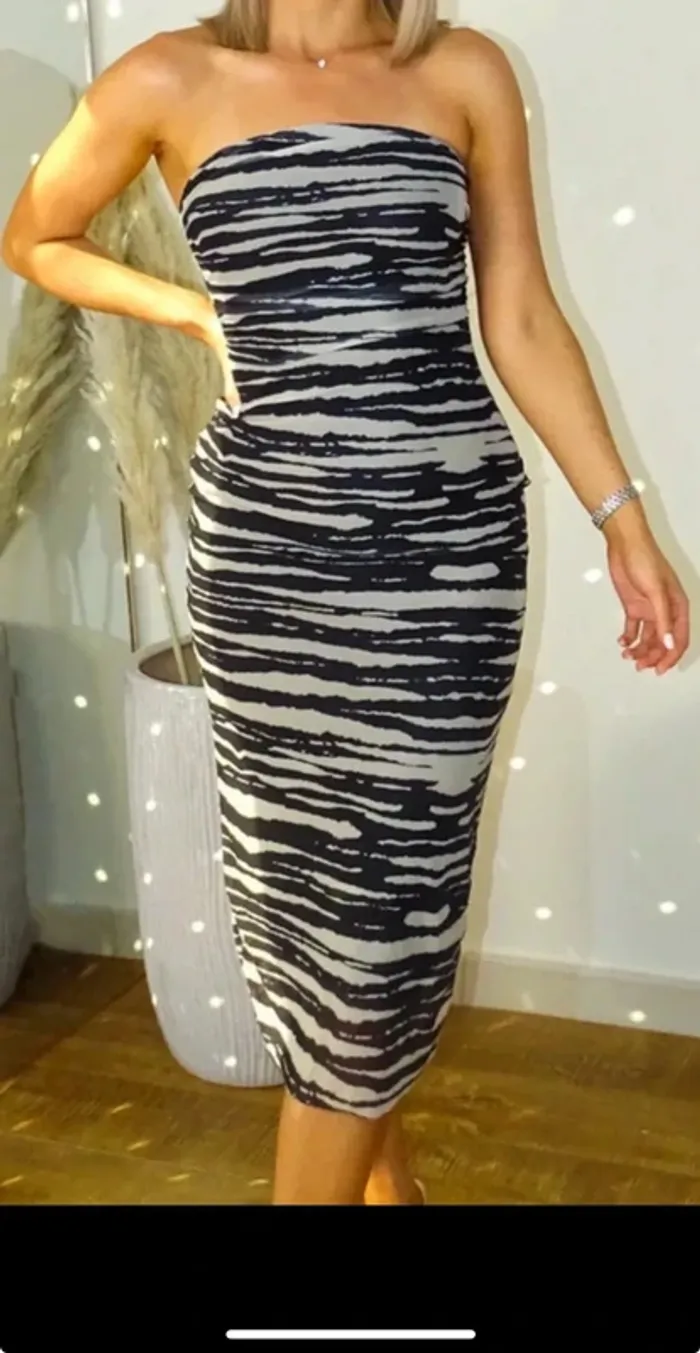 Robe bustier imprimé zèbre Zara taille L