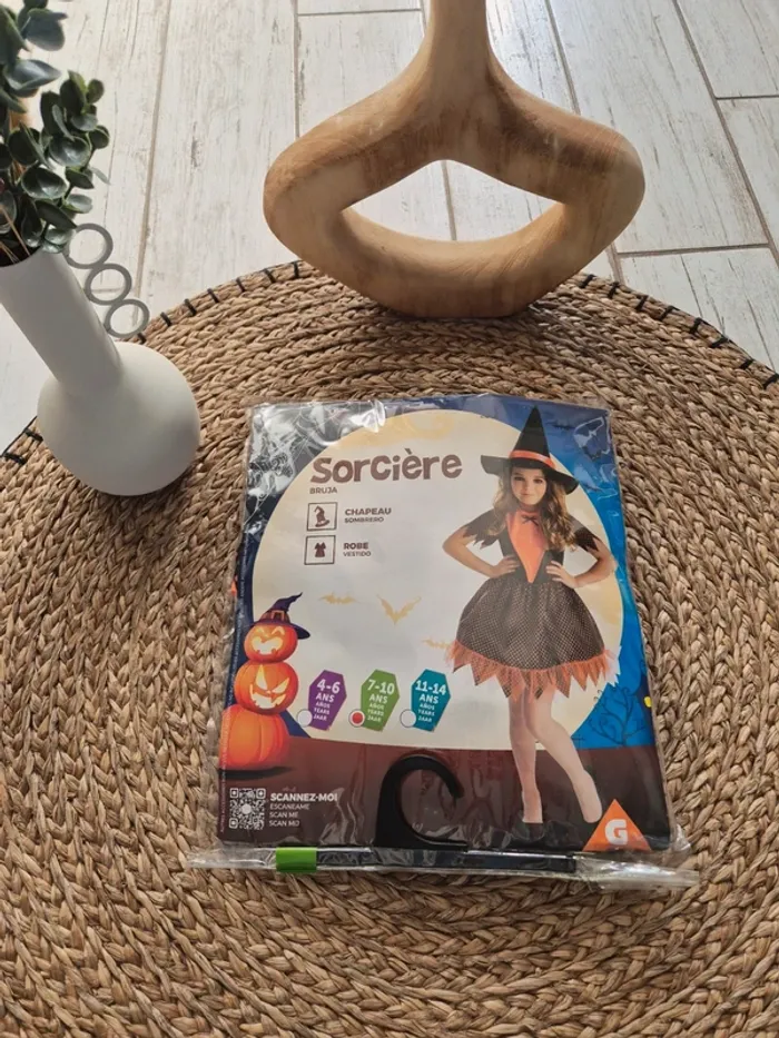 Deguisement sorcière avec chapeau 7-10 ans