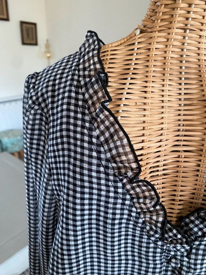Chemise vichy noire et blanche à petits carreaux taille S / M - photo numéro 6