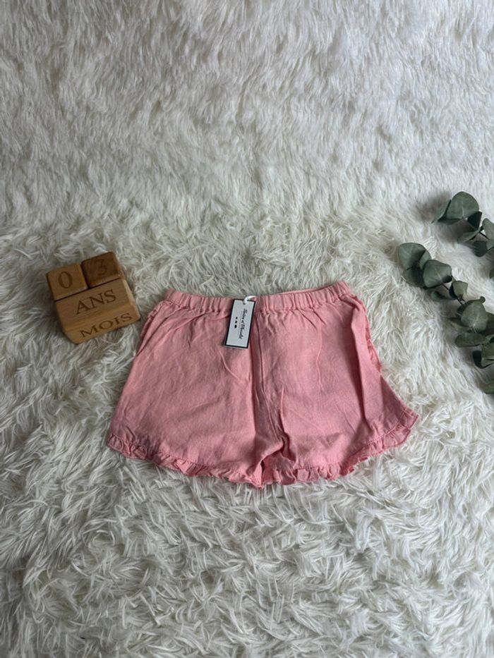 Short en lin rose taille 3 ans tartine et chocolat - photo numéro 3