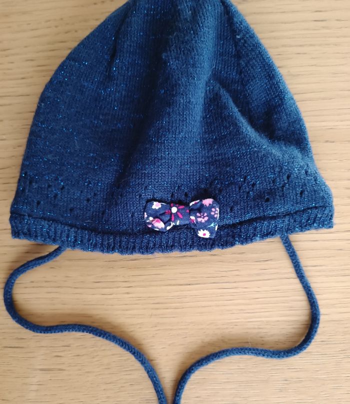 Ensemble bonnet + moufles Sergent Major doublé polaire taille 1 40 cm bleu marine pailleté fille - photo numéro 4